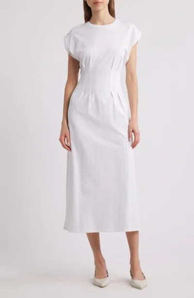 Frame The Nipped Organic Cotton Jersey Midi Dress In White