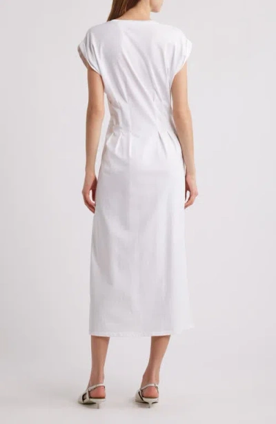 Frame The Nipped Organic Cotton Jersey Midi Dress In White