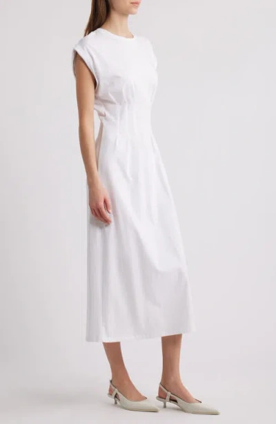 Frame The Nipped Organic Cotton Jersey Midi Dress In White