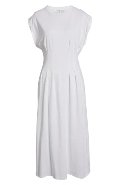 Frame The Nipped Organic Cotton Jersey Midi Dress In White