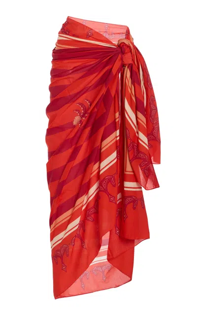 Johanna Ortiz Printed Organic Cotton-voile Pareo In Multi