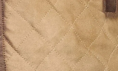 Flynt Corduroy Trim Diamond Quilted Suede Jacket In Brown