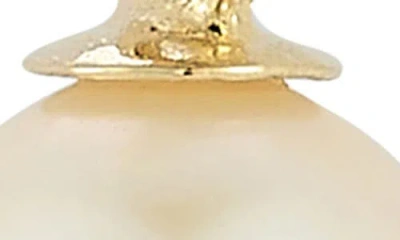 Ember Fine Jewelry 14k Yellow Gold Cultured Pearl Drop Huggie Hoop Earrings In Gold