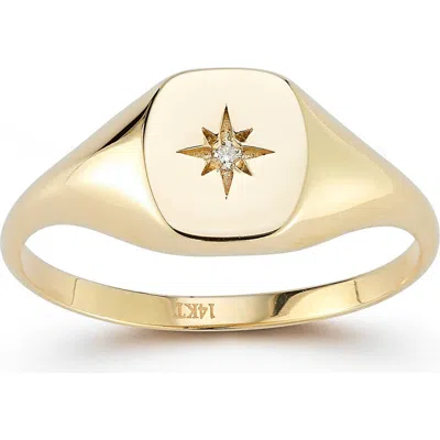 Ember Fine Jewelry 14k Gold Diamond Star Signet Ring In Gold
