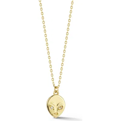 Ember Fine Jewelry 14k Yellow Gold Diamond Alien Pendant Necklace In Gold