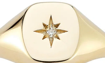 Ember Fine Jewelry 14k Gold Diamond Star Signet Ring In Gold
