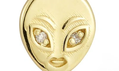 Ember Fine Jewelry 14k Yellow Gold Diamond Alien Pendant Necklace In Gold