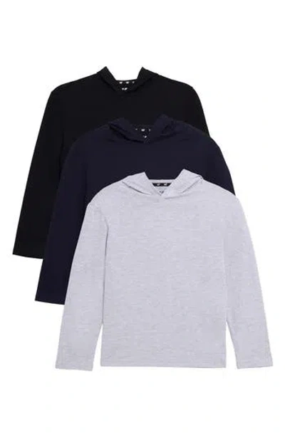 X-ray Xray Kids' 3-pack Hooded Long Sleeve Cotton T-shirts In Multi