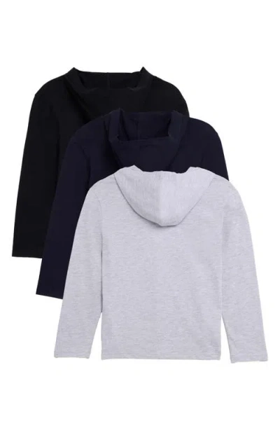 X-ray Xray Kids' 3-pack Hooded Long Sleeve Cotton T-shirts In Multi