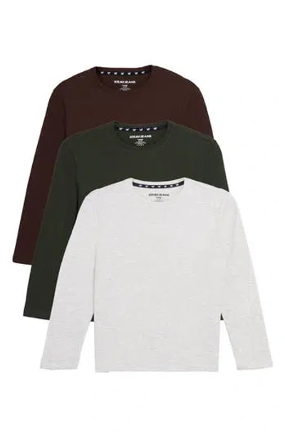 X-ray Xray Kids' 3-pack Long Sleeve Cotton T-shirts In Multi
