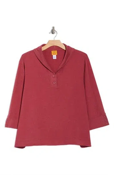 Ruby Rd. Ruby Rd Shawl Collar Soft Ribbed Pullover In Red