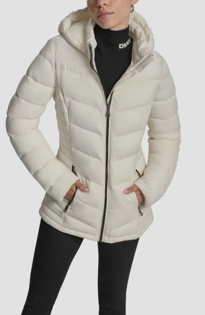 Dkny Cire Packable Hooded Puffer Jacket In Neutral