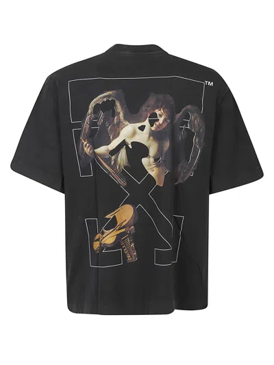 Off-white Washed Black Cupid Arrow Skate Logo T-shirt In Black