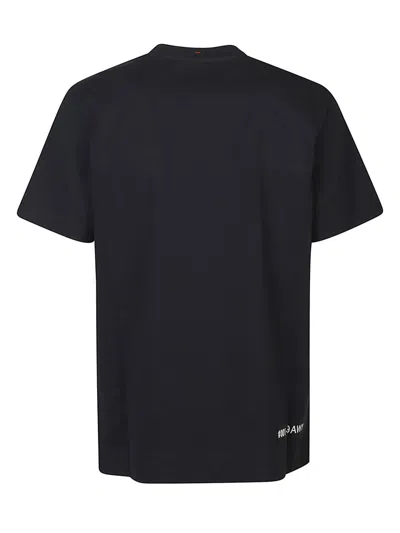 Moncler Midnight Blue Stretch Cotton T-shirt In Black