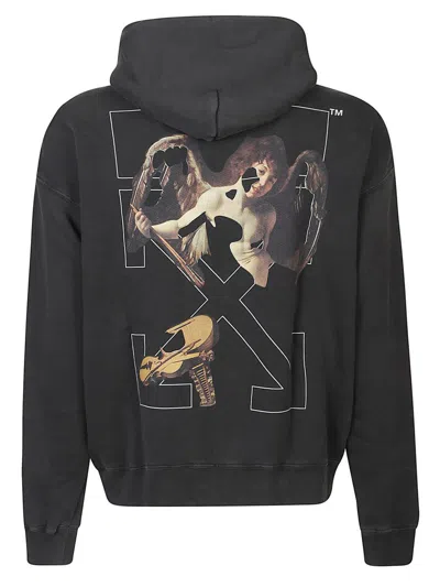 Off-white Washed Black Cupid Arrow Skate Logo Hoodie