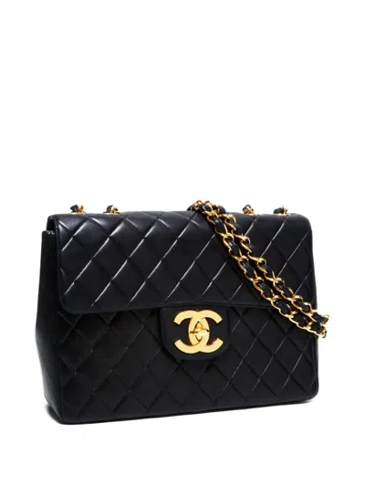 Pre-owned Chanel 1996-1997 Large Classic Flap Shoulder Bag In Black