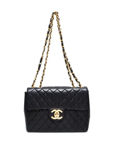 Pre-owned Chanel 1996-1997 Large Classic Flap Shoulder Bag In Black
