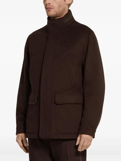 Zegna Oasi Cashmere Elements Car Coat In Brown