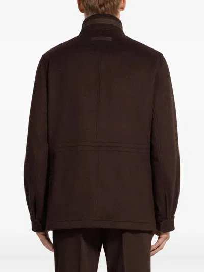 Zegna Oasi Cashmere Elements Car Coat In Brown