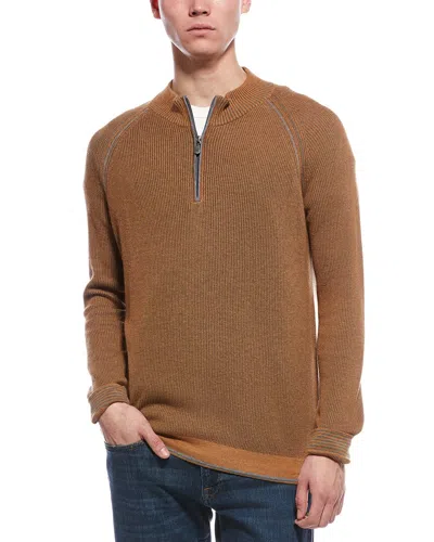 Raffi English Rib 1/4-zip Sweater In Brown