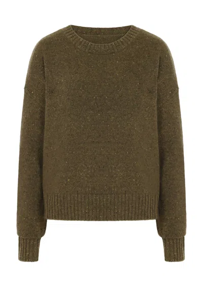 Loop Cashmere Women's Donegal Knit Sweatshirt In Moss Green In Brown