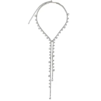 Hzmer Jewellery Women's Silver Crystal Studded Sautoir Necklace In Silver