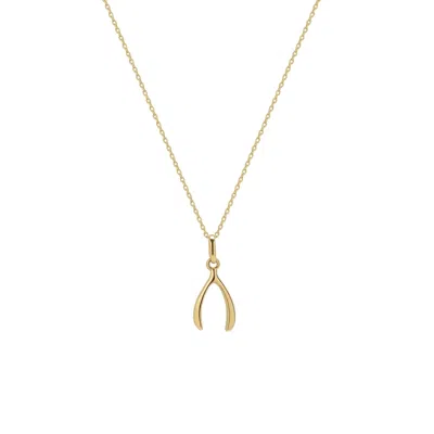 Spero London Women's 9ct Solid Gold Large Wishbone Necklace In Gold