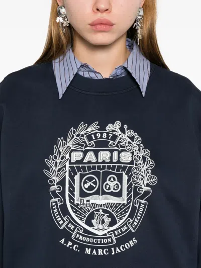 Apc The Mens Paris Crewneck Marc Jacobs In Blue