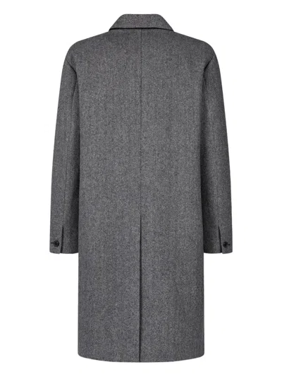 Studio Tomboy Herringbone-pattern Wool Coat In Gray