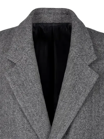 Studio Tomboy Herringbone-pattern Wool Coat In Gray