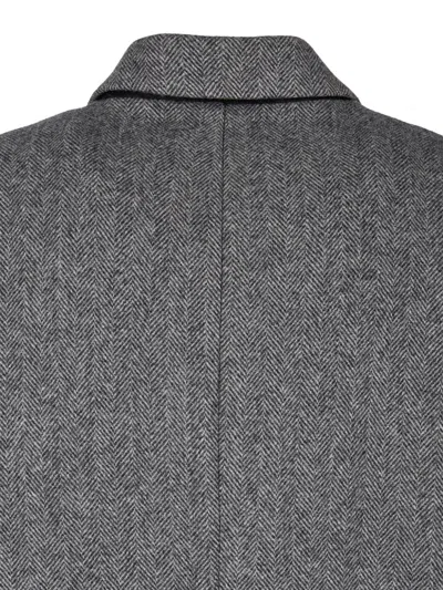 Studio Tomboy Herringbone-pattern Wool Coat In Gray
