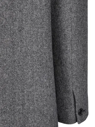Studio Tomboy Herringbone-pattern Wool Coat In Gray