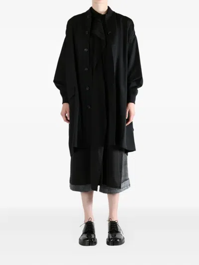 Yohji Yamamoto Button Wool Coat In Black
