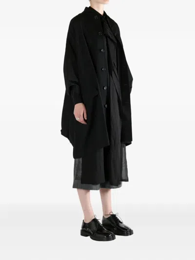 Yohji Yamamoto Button Wool Coat In Black