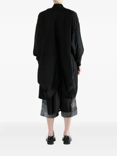 Yohji Yamamoto Button Wool Coat In Black