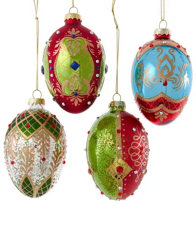 Kurt Adler 65mm Glass Egg Ornaments 4 Piece Set