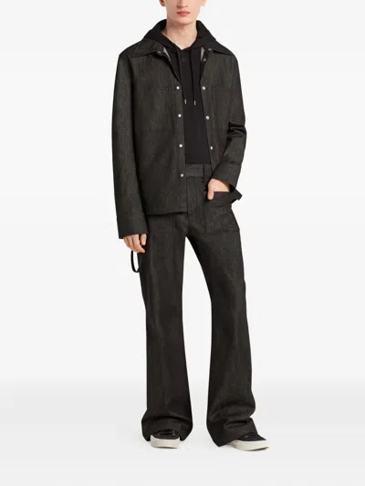 Courrèges Button-up Utility Overshirt In Black
