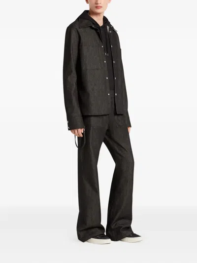 Courrèges Button-up Utility Overshirt In Black