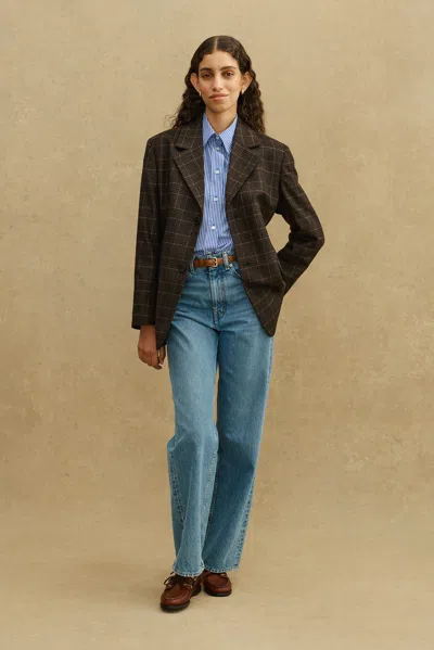 A Days March Ava Checked Wool Blazer In Brown