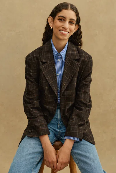 A Days March Ava Checked Wool Blazer In Brown