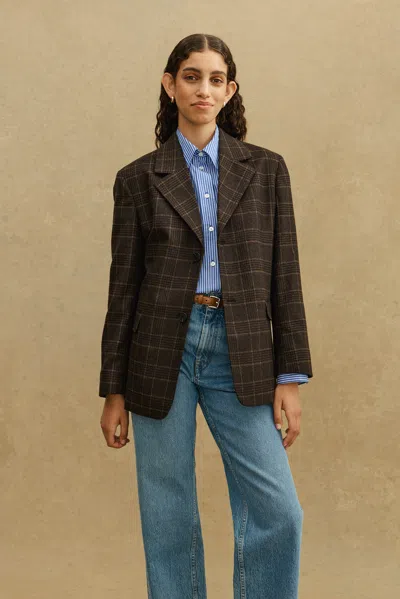 A Days March Ava Checked Wool Blazer In Brown