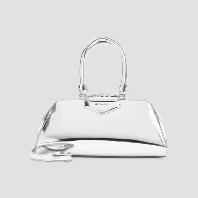 Givenchy Small Antigona East-west Laminated Leather Handbag In Silver