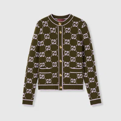 Gucci Wool Cardigan With Front Pockets And Long Sleeves In Multi