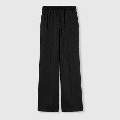Gucci Horsebit Silk Jacquard Pant In Black