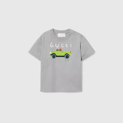 Gucci Cotton T-shirt With Print In Gray