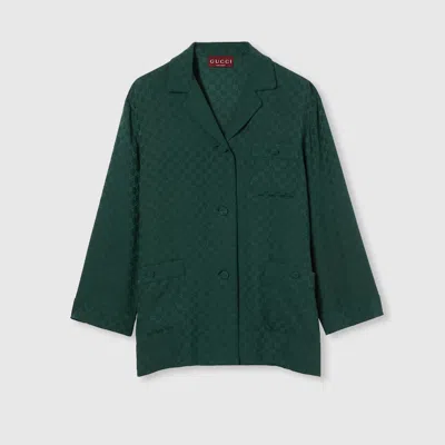 Gucci Gg Silk Jacquard Shirt In Gray
