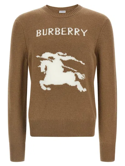 Burberry Wool And Cashmere Pullover With Ekd In Brown