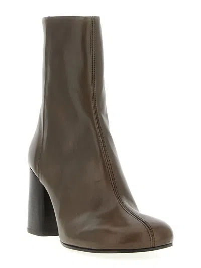 Lemaire Ankle Boots With Block Heel And Round Toe In Brown