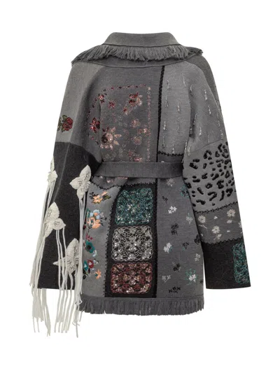 Alanui Cardigan Midnight In Manhattan In Jacquard Knit In Gold