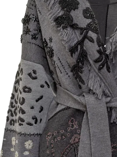 Alanui Cardigan Midnight In Manhattan In Jacquard Knit In Gold